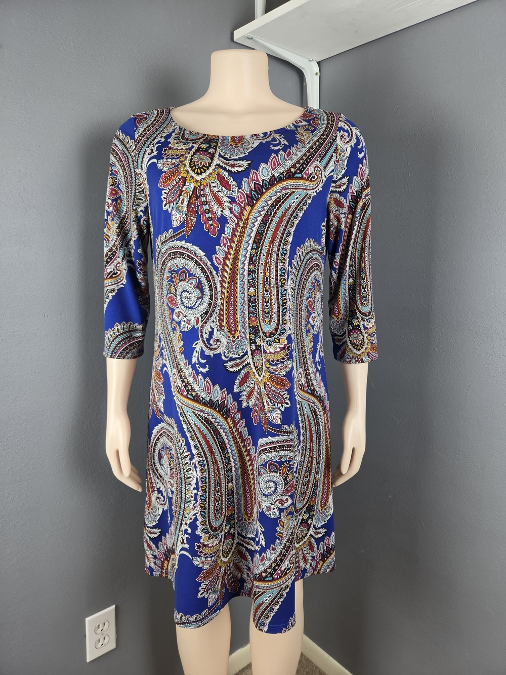 Roz & Ali Multicolor Paisley Dress with Blue Base